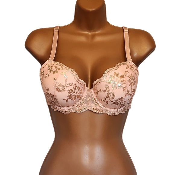Victoria's Secret Pink & Rose Gold Metallic Dream Angels Lightly Lined Bra (36C) - Picture 2 of 8
